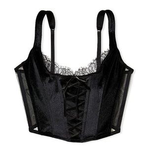 Victoria Secret Unlined Lace-Up Velvet Corset